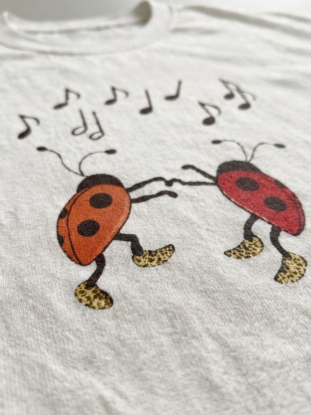Gildan Dancing Ladybug Graphic Tee - White with Orange & Red - Picture 2 of 2
